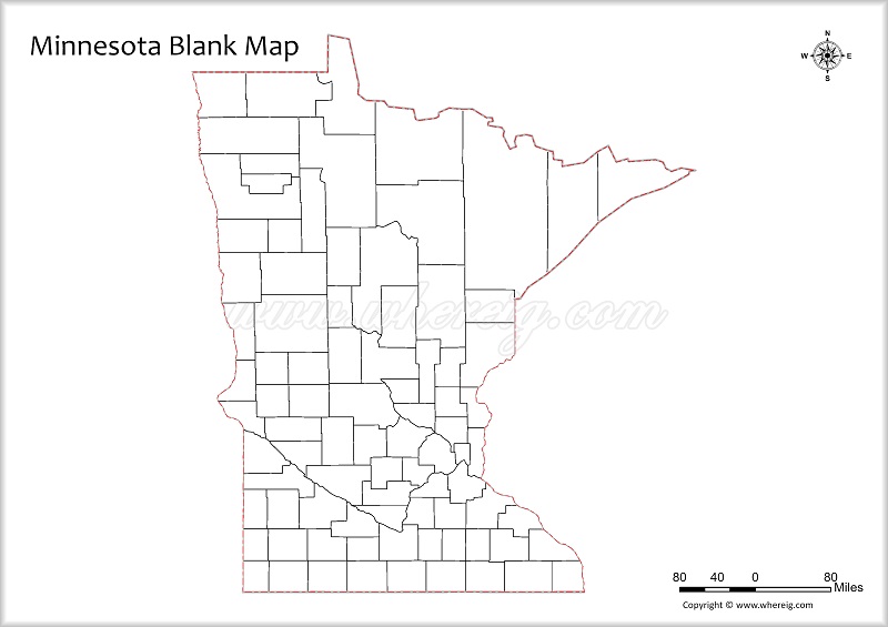 Minnesota Blank Map, Outline od Minnesota