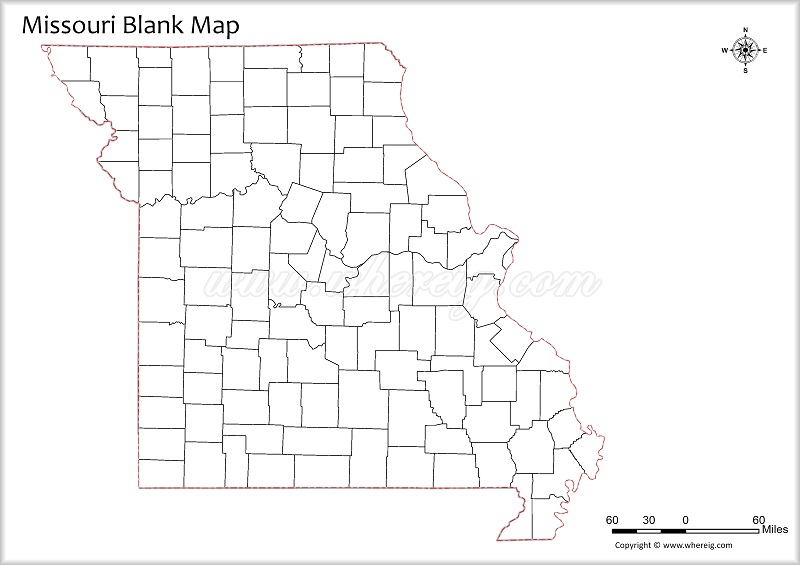 Missouri Blank Map, Outline od Missouri