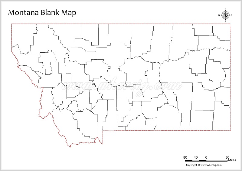 Montana Blank Map, Outline od Montana