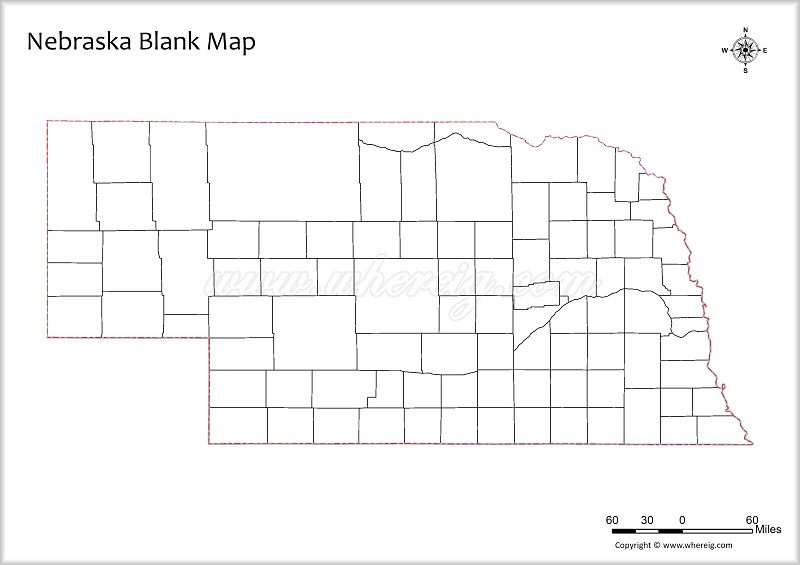 Nebraska Blank Map, Outline od Nebraska