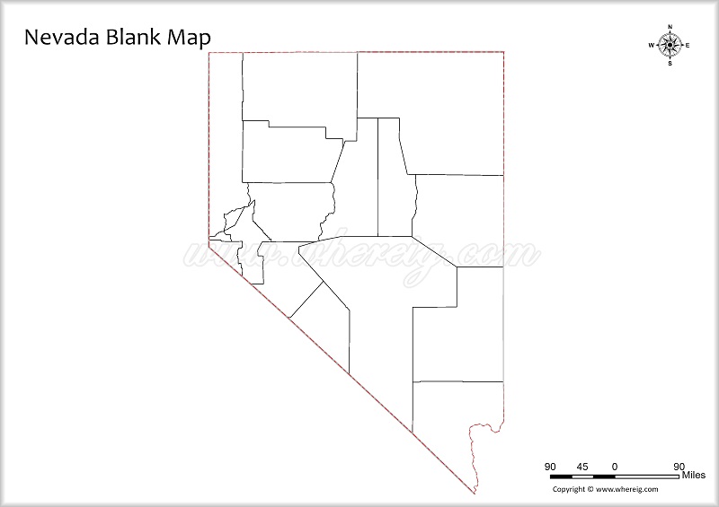 Nevada Blank Map, Outline od Nevada