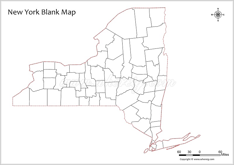 New York Blank Map, Outline od New York