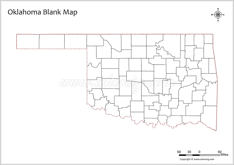 Oklahoma Blank Map, Outline od Oklahoma