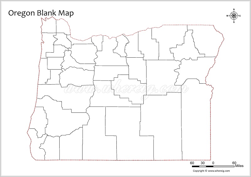 Oregon Blank Map, Outline od Oregon