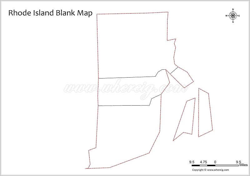 Rhode Island Blank Map, Outline od Rhode Island