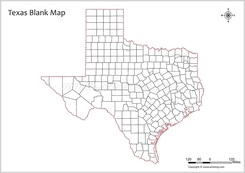 Texas Blank Map, Outline od Texas