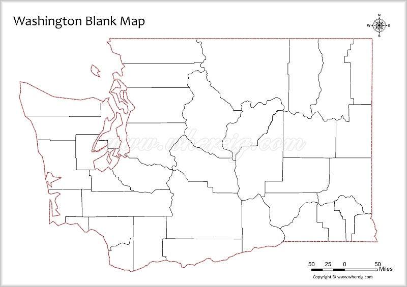 Washington Blank Map, Outline od Washington