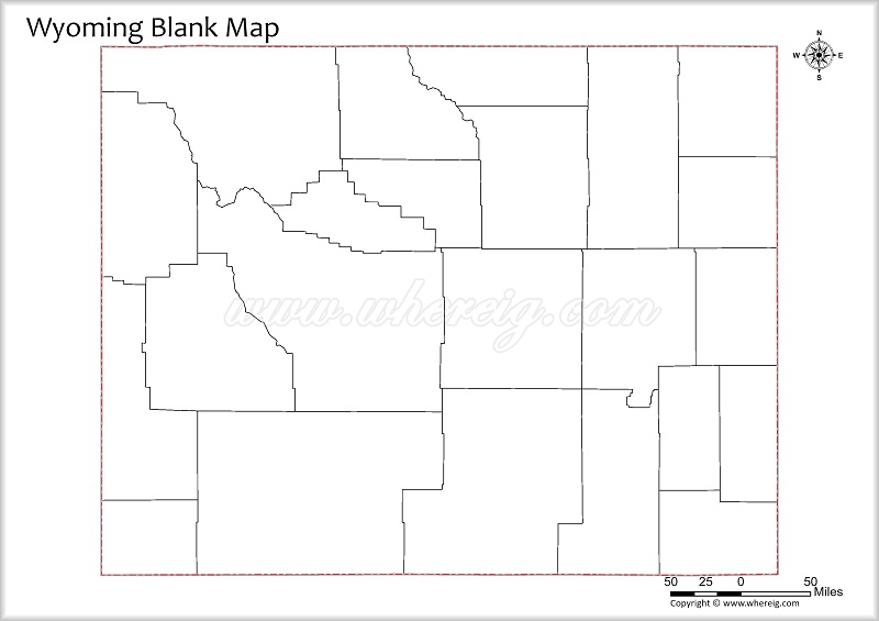 Wyoming Blank Map, Outline od Wyoming
