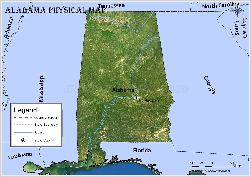 Alabama Physical Map