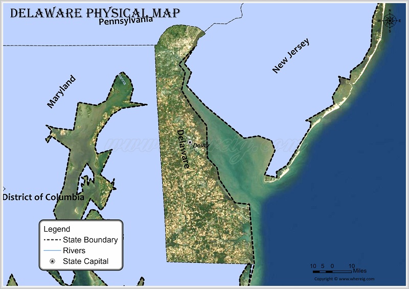 Delaware Physical Map