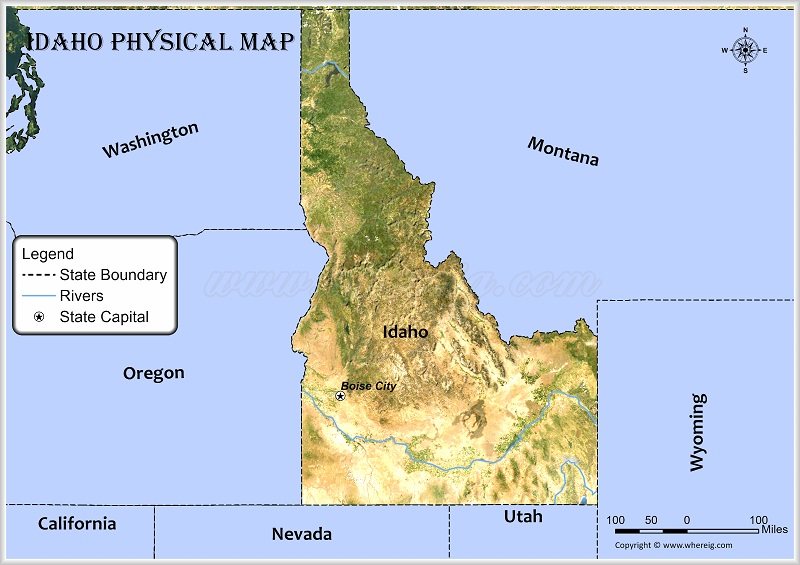 Idaho Physical Map