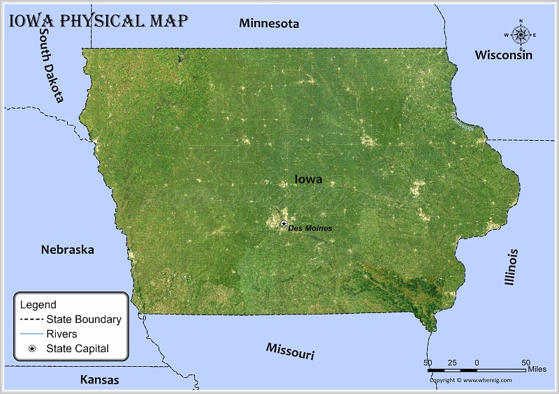 Iowa Physical Map