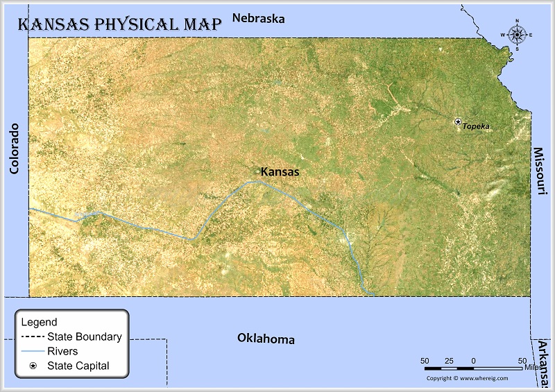 Kansas Physical Map