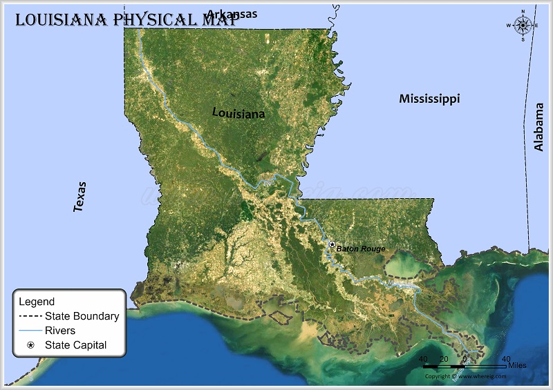 Louisiana Physical Map