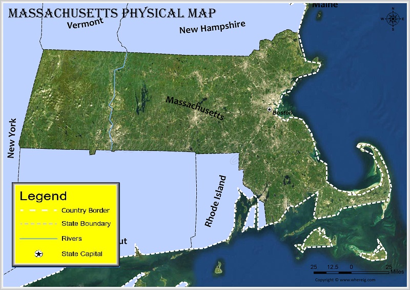Massachusetts Physical Map