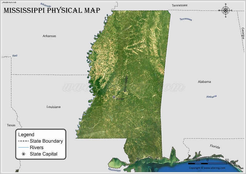 Mississippi Physical Map