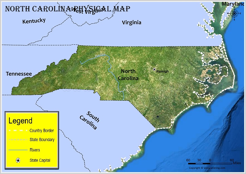 North Carolina Physical Map
