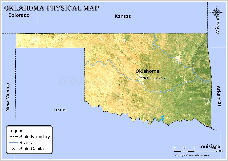Oklahoma Physical Map