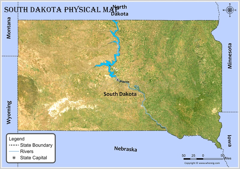 South Dakota Physical Map
