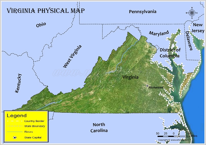 Virginia Physical Map
