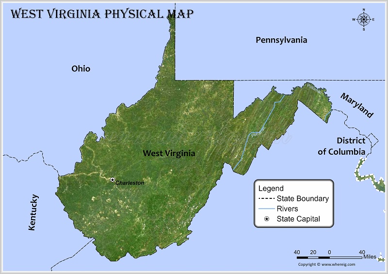 West Virginia Physical Map