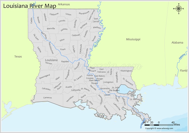 Louisiana River Map