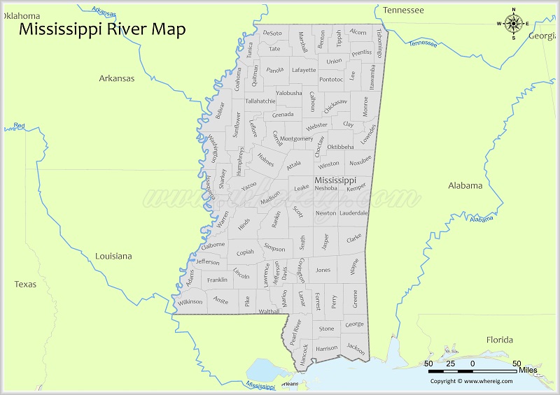 Mississippi River Map Mississippi River Map