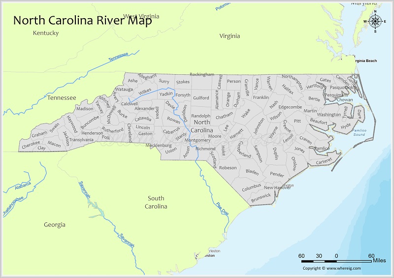 North Carolina River Map