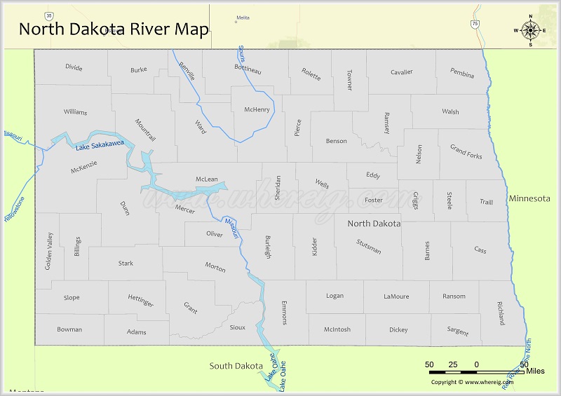 North Dakota River Map