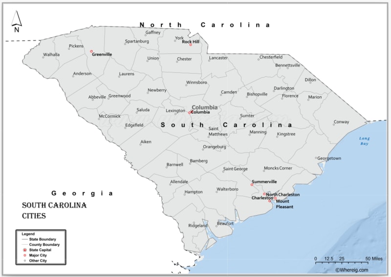 Map of South Carolina Cities, List of Cities in South Carolina Map of South Carolina Cities, List of Cities in South Carolina