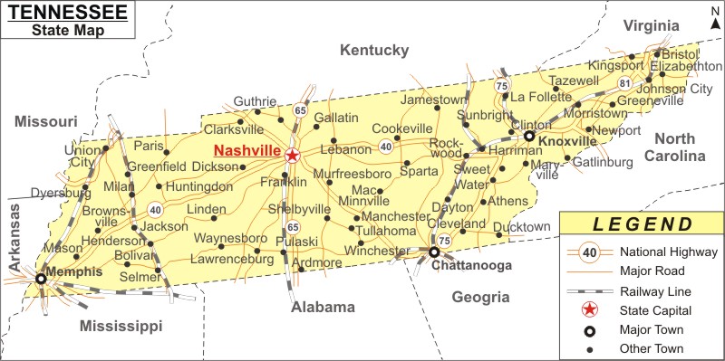 Map of Tennessee