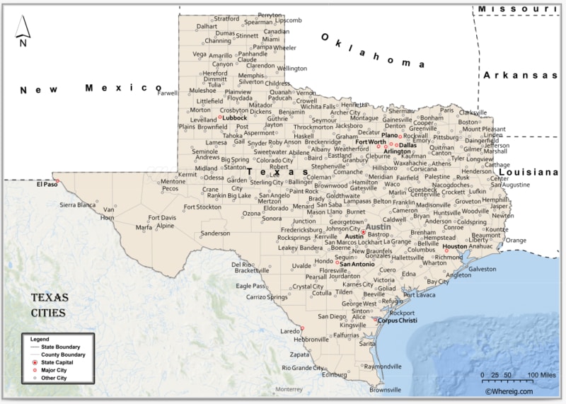 Map of Texas Cities, List of Cities in Texas