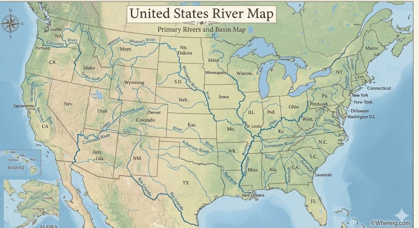 United States River Map United States River Map