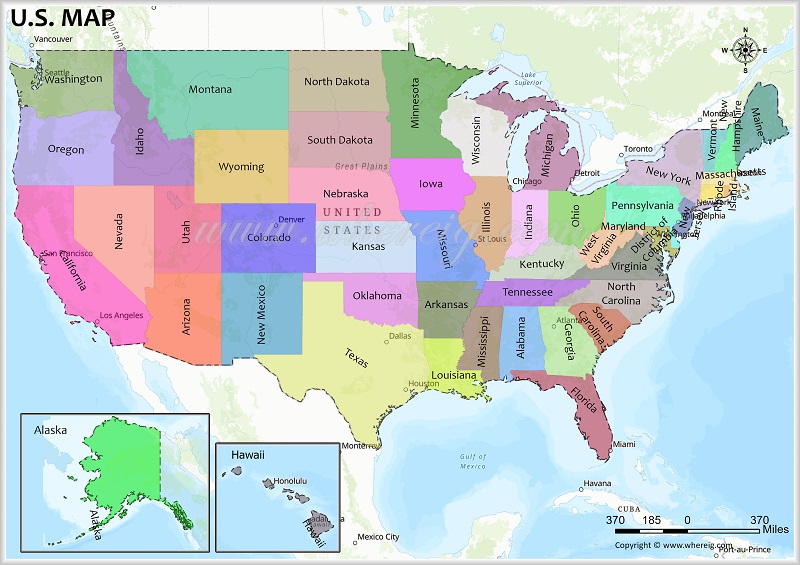 US Map, USA Map, United States Map