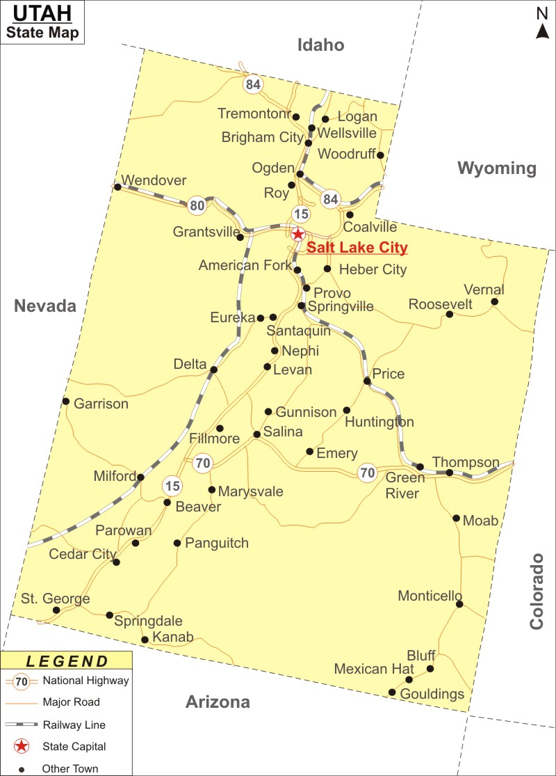 Utah State Map With Cities And Towns Interactive Map