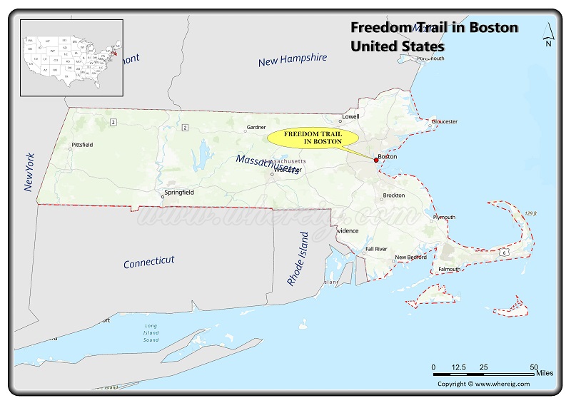 Where is Freedom Trail In Boston Located in Massachusetts
