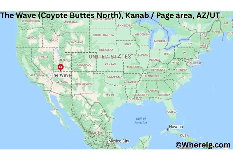 Where is The Wave (Coyote Buttes North) Located in Kanab / Page area, Arizona & Utah