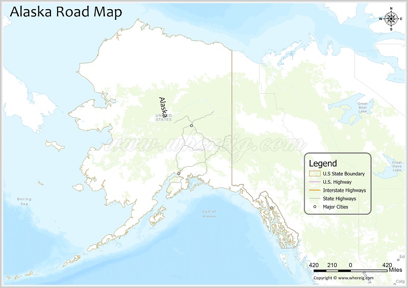 Alaska Road Map Showing Highways