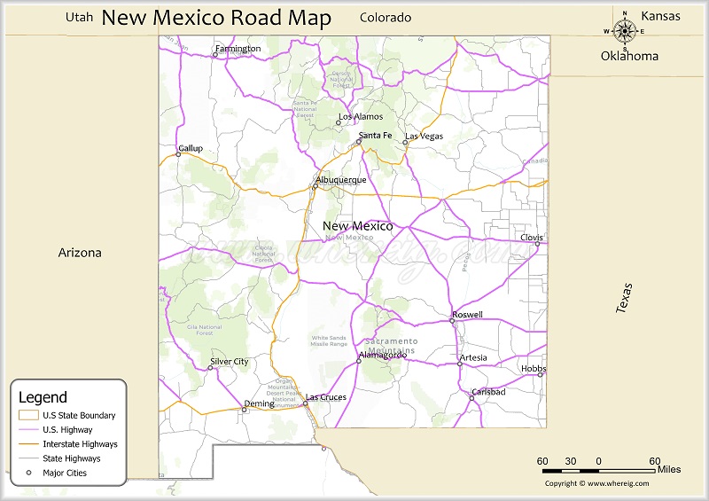 New Mexico Road Map Showing Highways