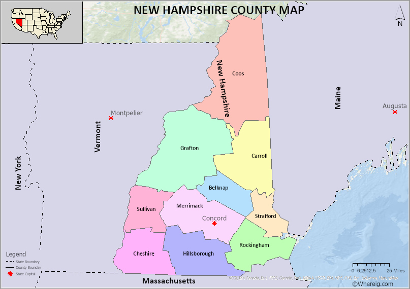 New Hampshire County Map