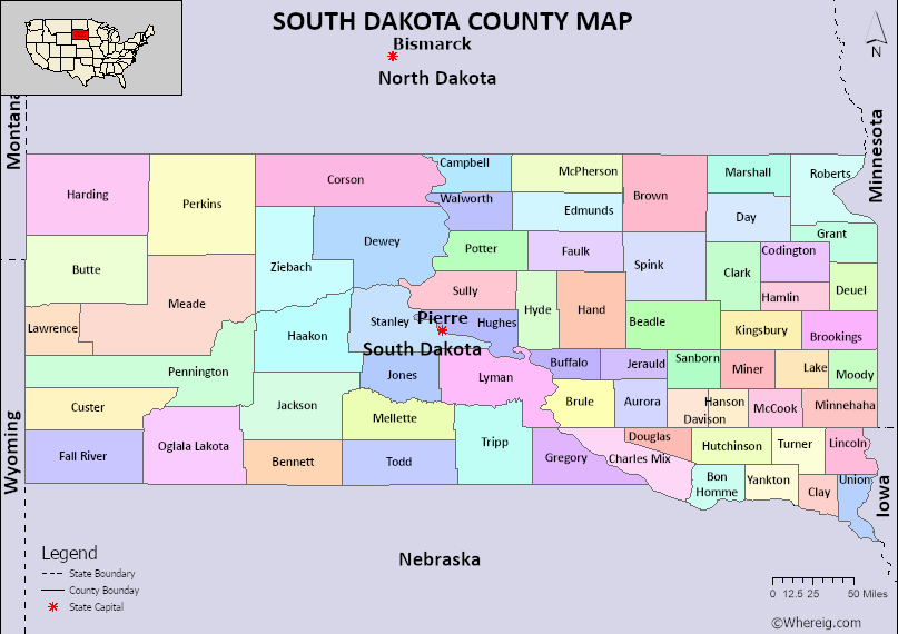 South Dakota Counties Map