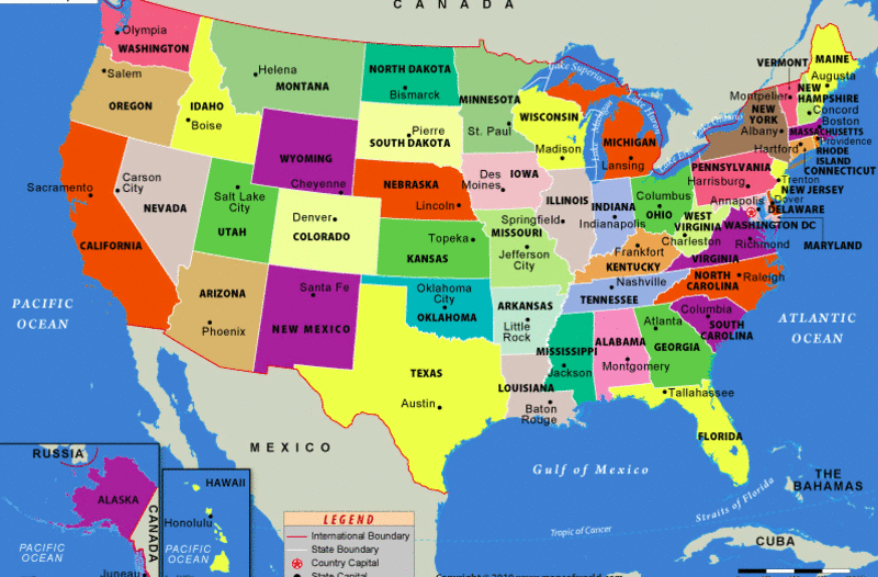 usa states capitals map